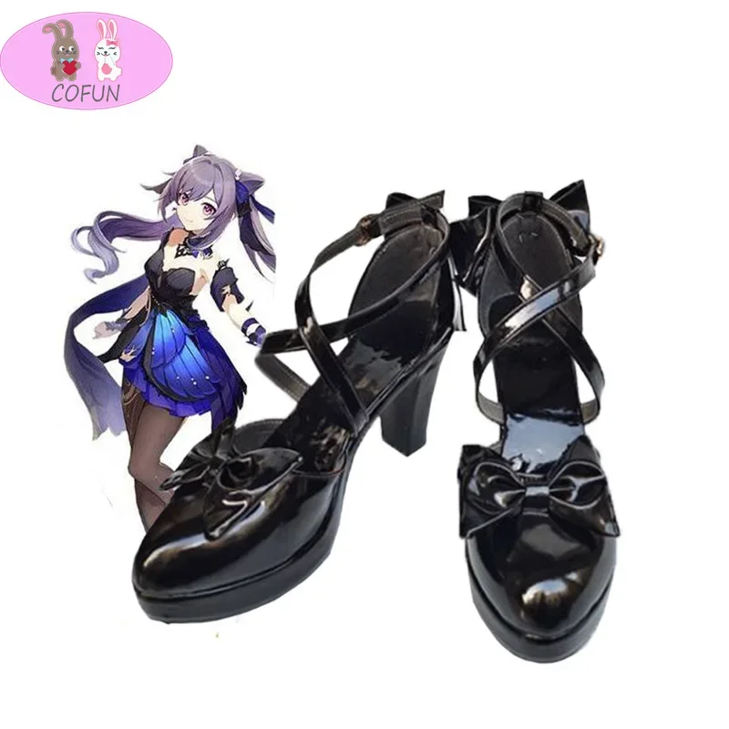Jogo genshin impacto cosplay esplendor opulento keqing salto alto anime projeto ningguang sandálias do plutônio halloween sapatos femininos lolita