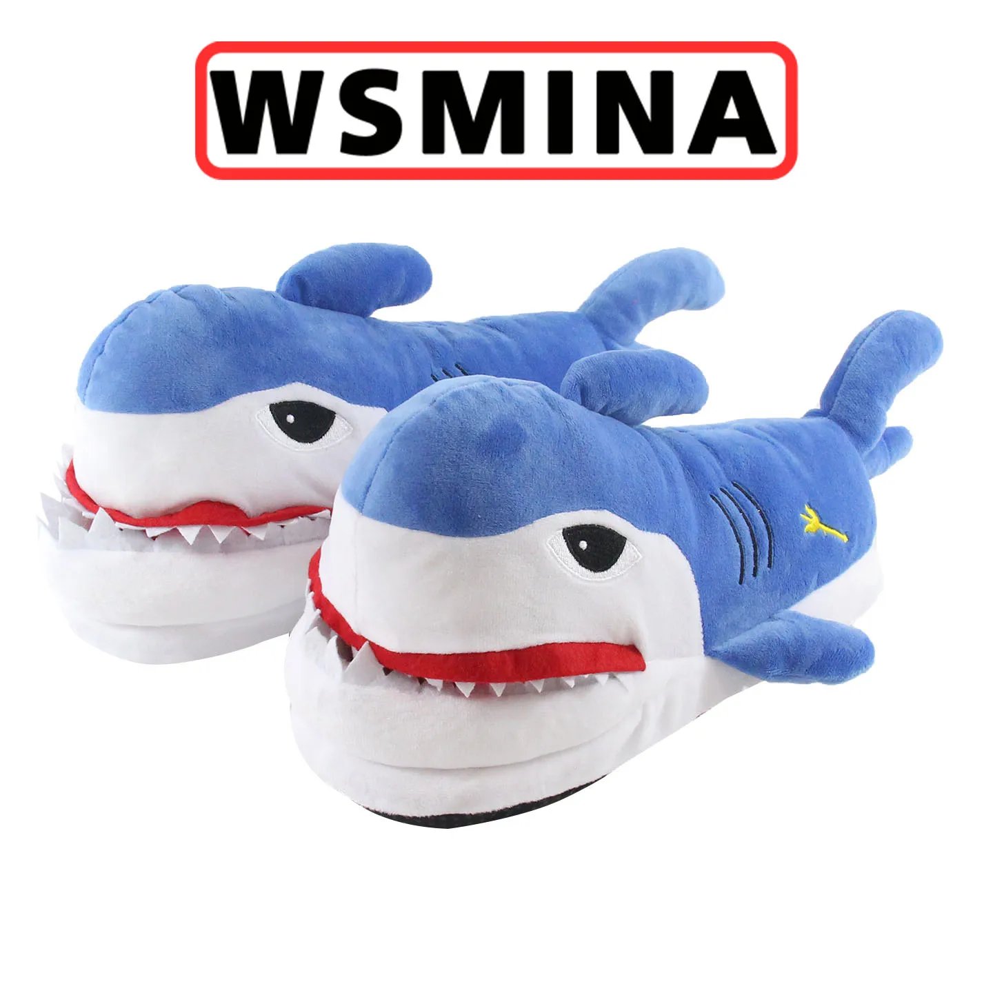 Creative cartoon Golden gun shark plush slipper Marine animal plush shoes