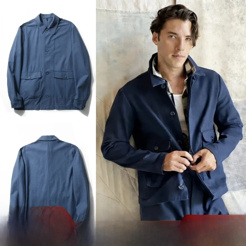 

Silk Cotton Blend Shirt Style Jacket Lightweight Casual Spring Men's Fashion Drapey Old Money Wind Mixed Fabric Garage Man