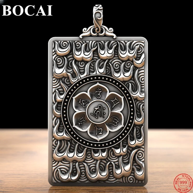 

BOCAI S999 Sterling Silver Pendants for Women Men New Fashion Relief Shakyamuni Buddha Guardian God Amulet Free Shipping