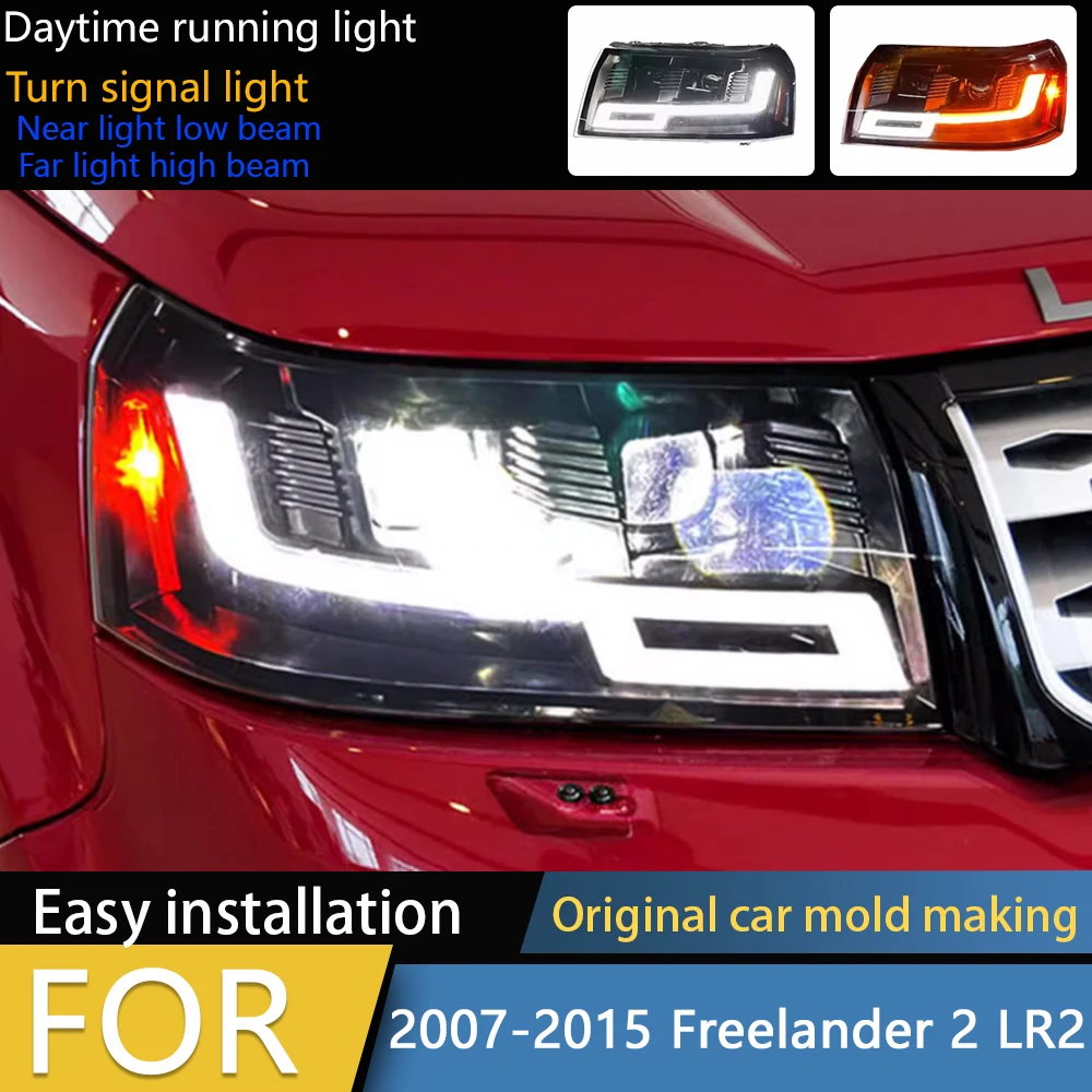 

Автомобильные фары для Freelander 2 LR2 2007-2015, светодиодные автомобильные фары в сборе, обновленный новейший стиль, дизайн лампы, внешние аксессуары
