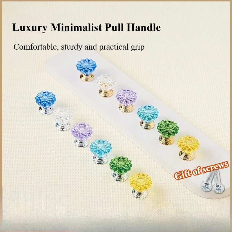 Crystal handles color acrylic single-hole cabinet door handle wardrobe drawer door handle accessories plastic handles