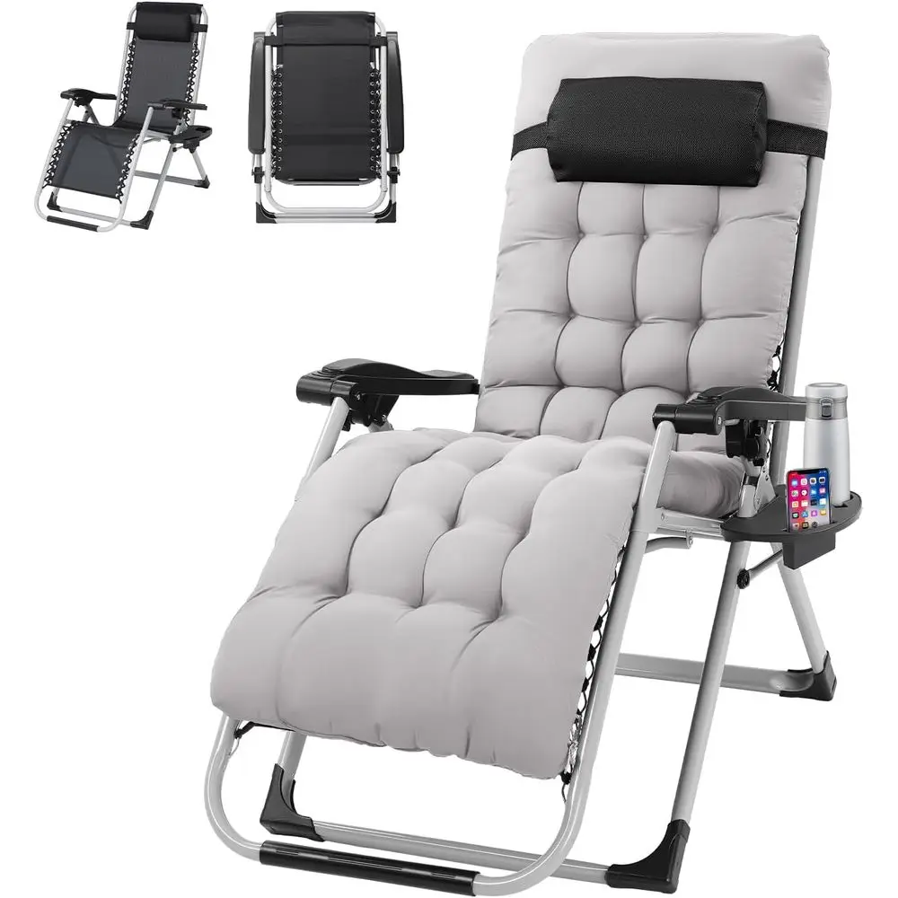 

Padded Zero Gravity Chair, Lounge Chair with Removable Cushion & Tray， olding Reclining Patio Chairs， Recliner Chair or Lawn，Ind