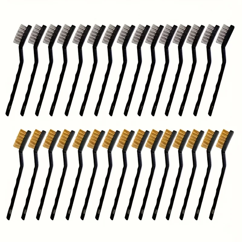10/30pcs Stainless Steel Brass Wire Brush Set - Rust Removal & Welding Cleanup, Durable Bristles with Ergonomic Grip