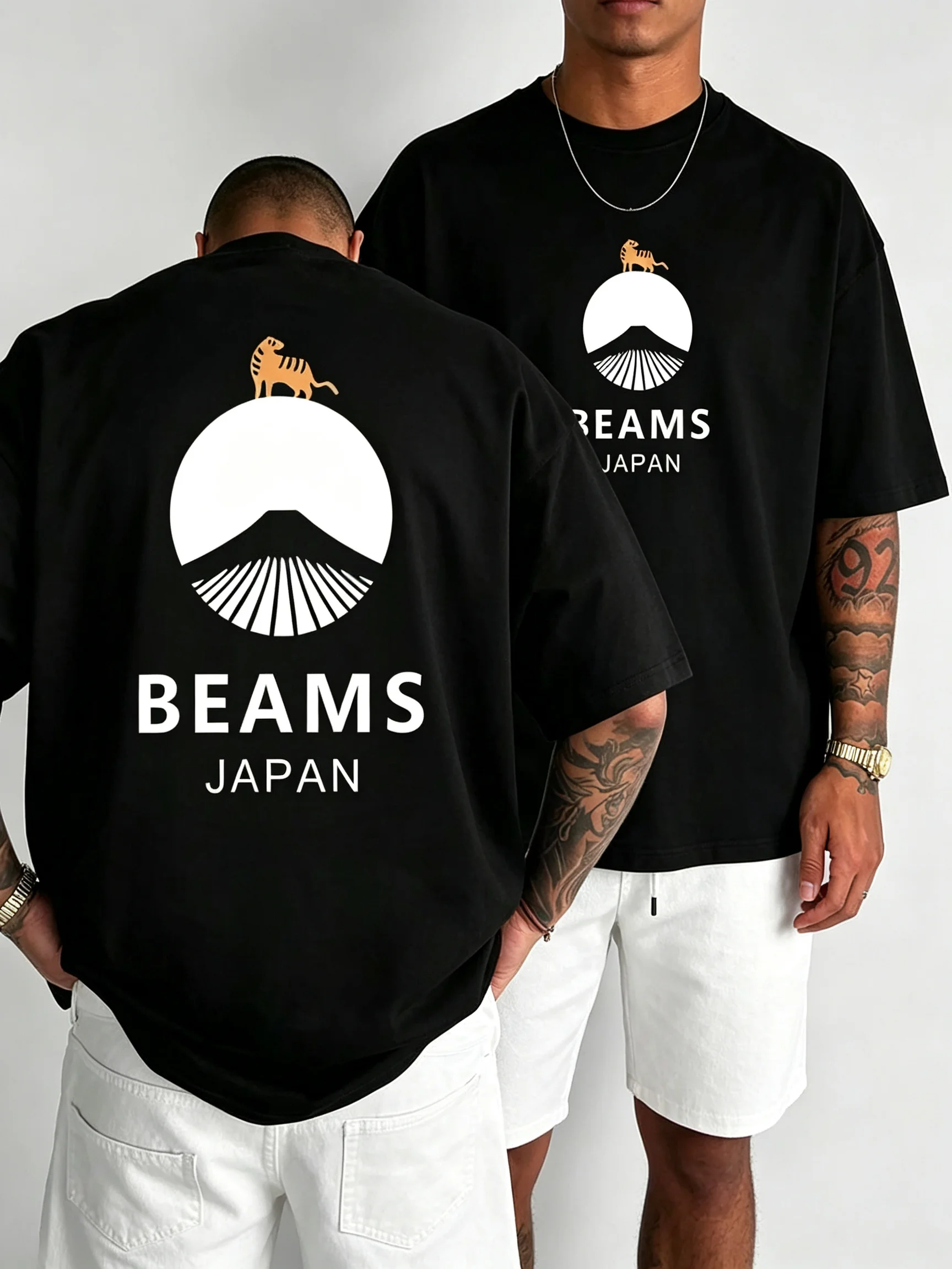 2026 Vintage Japan Fuji Mountain Tiger Standing On Peak Graphic Short‑Sleeve T‑Shirt For Kids Adults Streetwear Crew Neck Tee