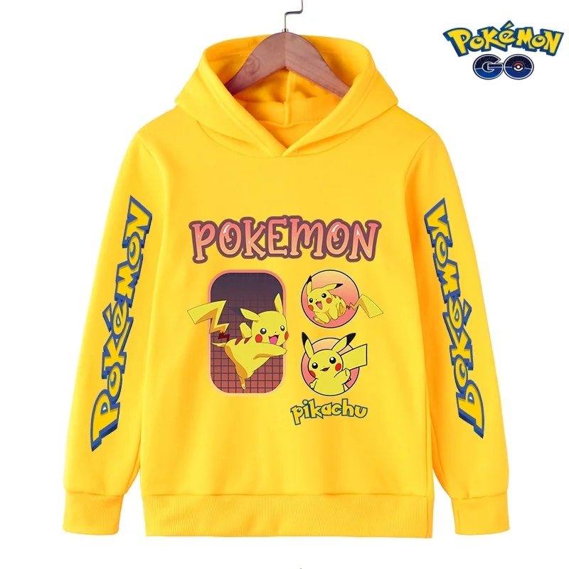 

2026 Autumn 3-14 Years Kids Hoodies Pokemon Sweatshirt Long Sleeve Children Clothes Boys and Girl Cool Cute Tops Kids Size 4-14T