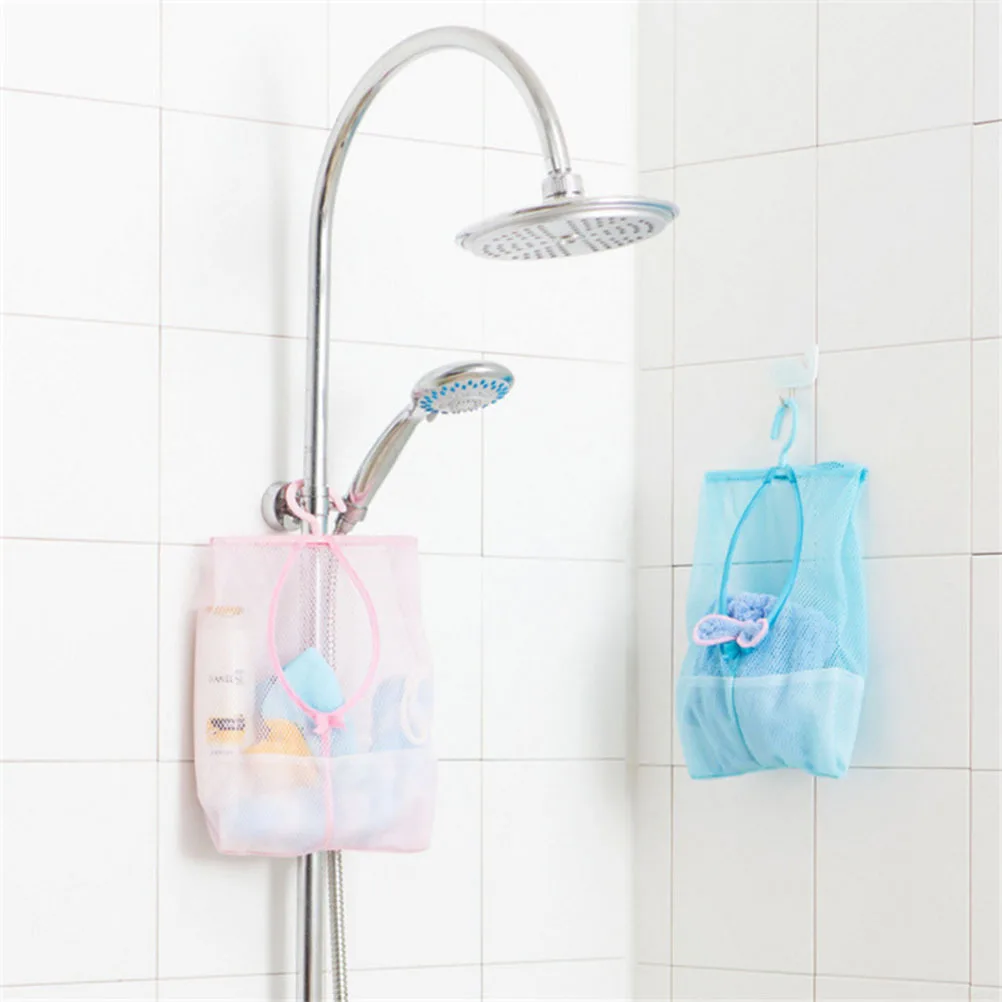 

2 pcs Mesh Clothespin Bag Premium Pp Polyester Storage Pouch Rotatable Hanger For Bathroom Kitchen Bedroom Hanging Organizer