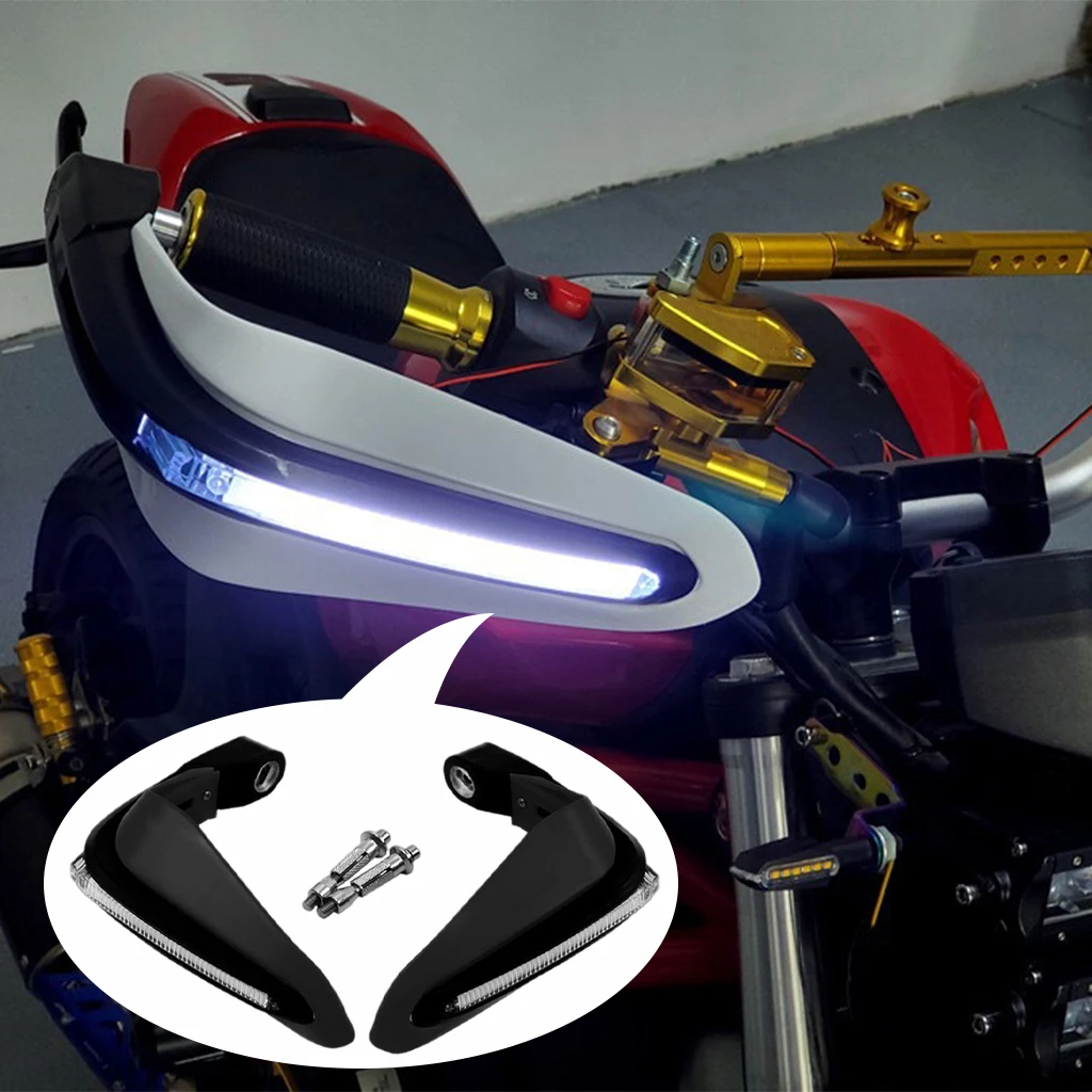 

Universal Motorcycle Handguards ABS Handle Protector Shield with LED Impact Absorption Accessories for Motorbike Handlebar