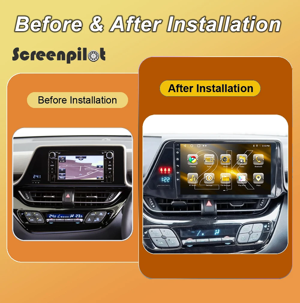 Android 16 Auto For Toyota CHR C-HR 2016-2020 Wireless Carplay Car Radio Multimedia WiFi Player Screen 2K QLED 8 Core Bluetooth
