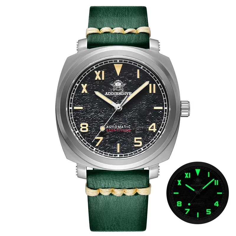 ADDIESDIVE orologio automatico da uomo movimento NH35 vetro zaffiro orologi meccanici quadrante nero verde luminoso 100M orologio da polso subacqueo