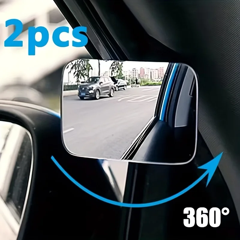 Car Auxiliary Blind Spot Mirror Wide Angle 360 Degree Adjustable Auto Interior HD Convex Rearview Mirror Parking Rimless Mirrors