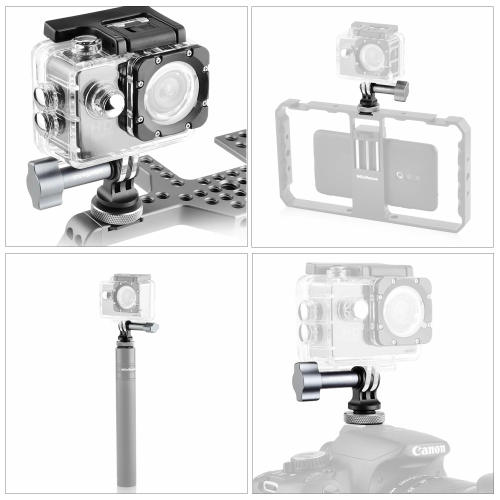 for Go Pro Accessories Tripod Monopod Mount Screw with 1/4\'\' Hot Shoe Adapter for Gopro Hero 10 3 4 5 6 7 8 9 DJI Action Camera