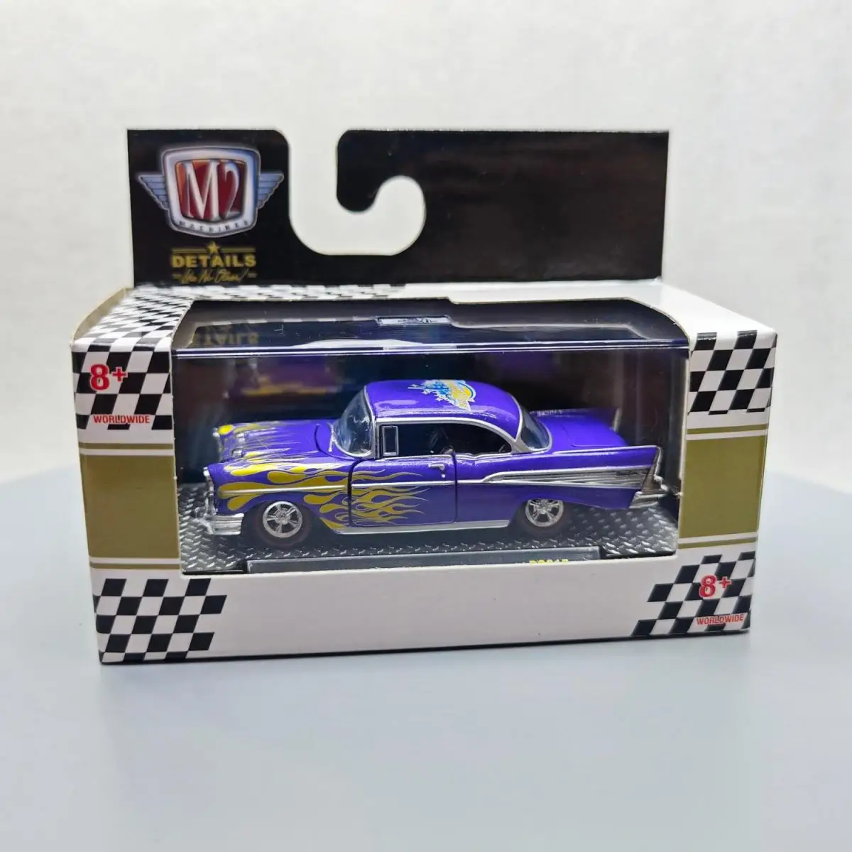 

M2 Machines 1/64 1973 Bel Air Purple Flame, литая под давлением модель автомобиля из сплава, коллекция, подарок ребенку