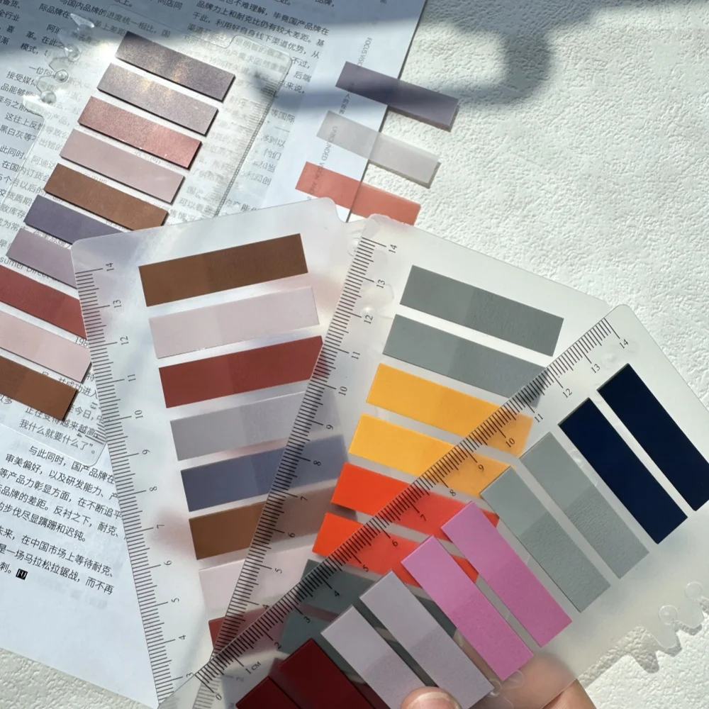 مذكرة لاصقة، علامات تبويب مؤشر شفافة، أعلام السهم، قرطاسية لعلامات الصفحة، ملصقات مخططة للمكتب والمدرسة #2