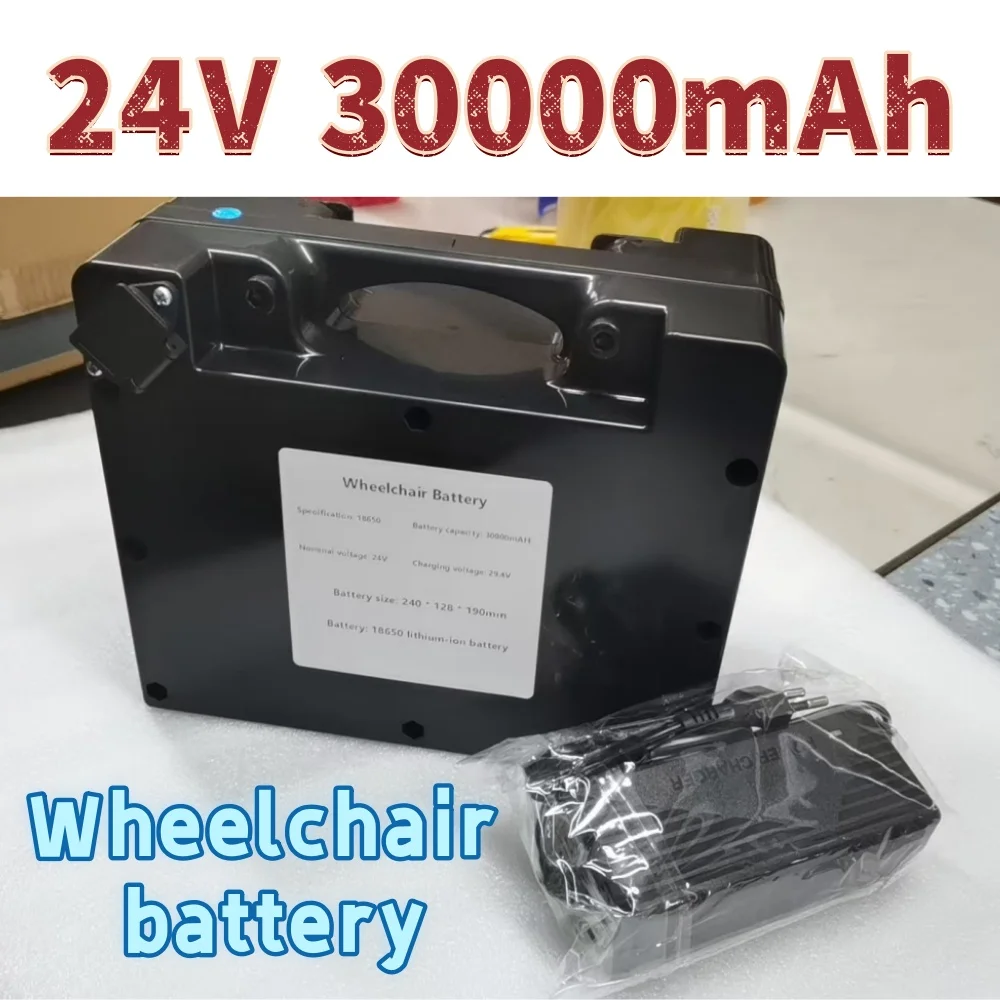 24V 18650 Battery 30Ah For 29.4V Electric Wheelchair E-Scooter Replacement Battery Built-in BMS With 29.4V Charger
