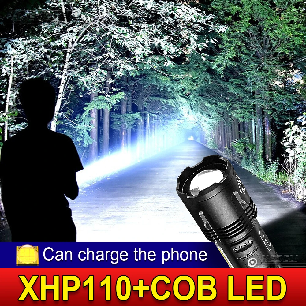 

XHP110 Super High Power Flashlight Multi-Mode Waterproof Torch Outdoor Emergency Light Camping Lantern Spotlight Flash Light