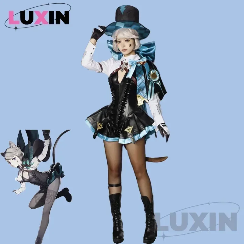 Lynette Cosplay Genshinimpact Lynette Cosplay Costume Magician Uniform Suit Wig Outfits Anime Game Costumes for Halloween Party