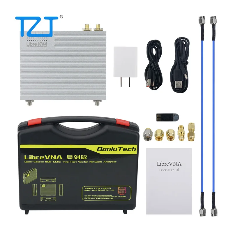 

TZT LibreVNA 100 кГц-6 ГГц 2-портовый векторный анализатор сети с фланцевыми разъемами из нержавеющей стали