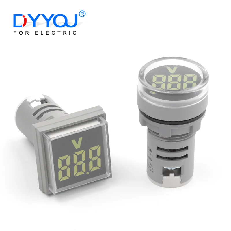 

22MM Round/Square Type Mini Digital Voltmeter AC 20-500V Volt Voltage Tester Meter Pilot Lamp Display LED Digital Indicator