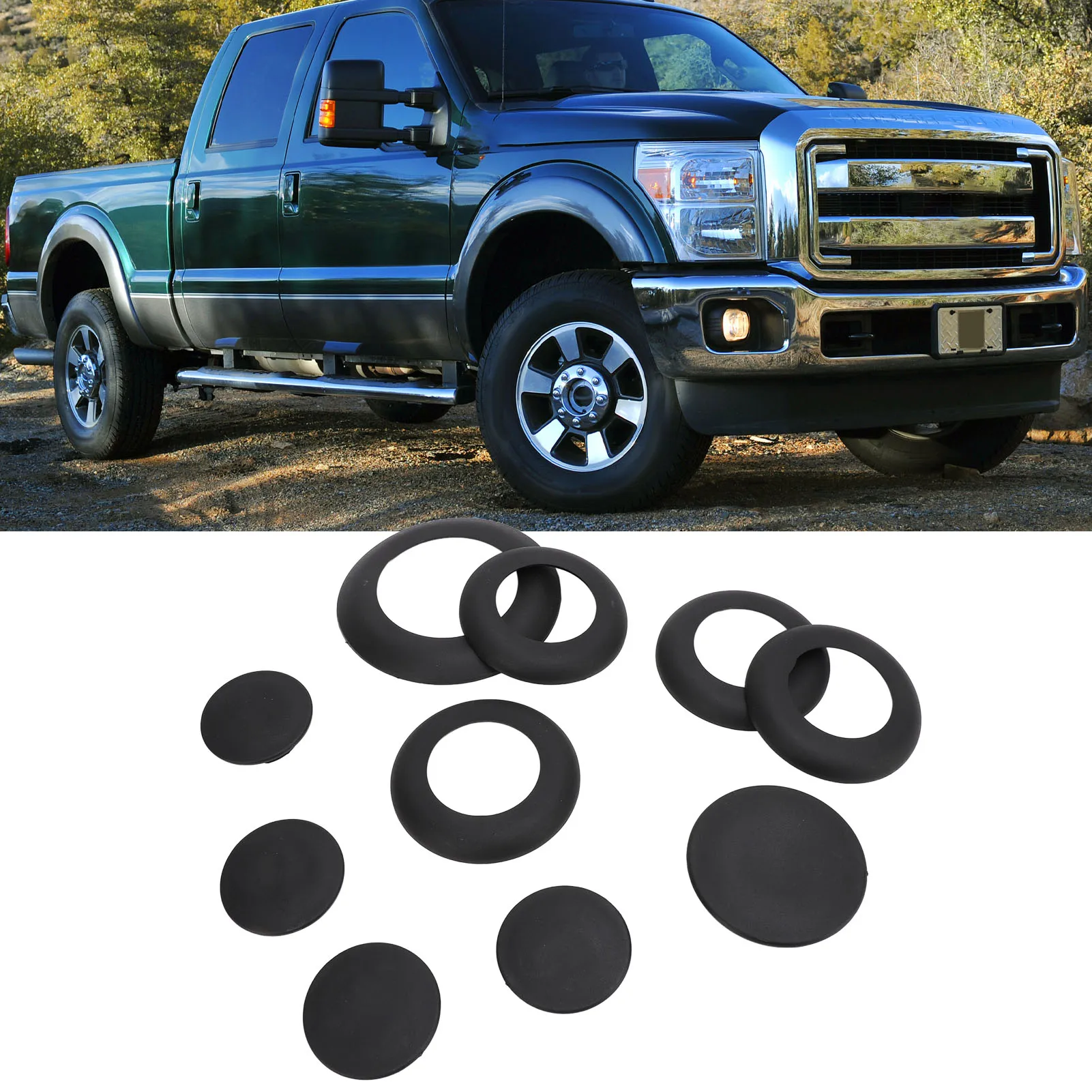 1 Set Trailer Fifth Wheel Hitch Puck Cover Plug Trim Ring Kit BC3Z 99000A25 A for F‑450 F‑550 Super Duty 2011‑2022 Accessories