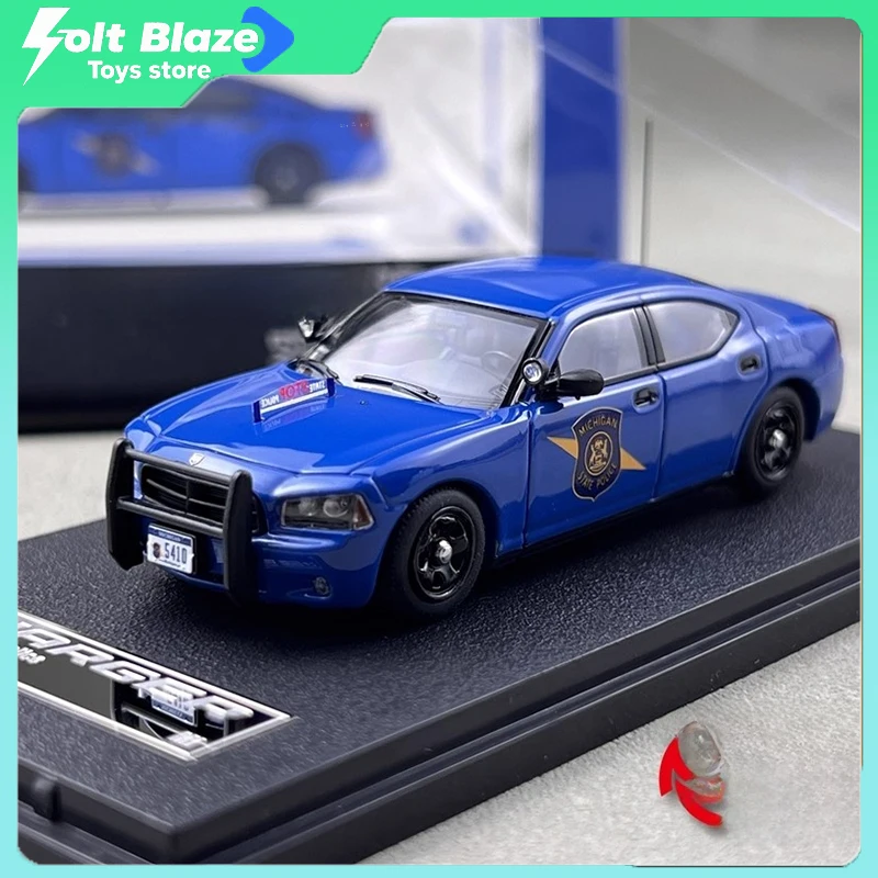 رولين 1/64 دودج تشارجر 2008 ولاية ميشيغان الشرطة سبيكة سيارة نموذج غرفة زخرفة نماذج محاكاة تحصيل سيارات الصبي هدية #1