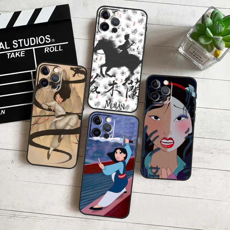 Disney Mulan Princess For Apple iPhone 15 14 13 12 11 Pro Max Mini XS Max X XR 7 8 6 Plus Black Phone Case