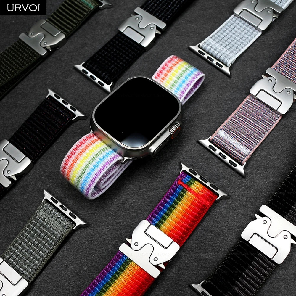 URVOI Band für Apple Watch Ultra 2 1 Serie 10 9 8765 SE Sport Nylon-Schlaufenarmband Fallschirmschnalle Armband für iWatch atmungsaktiv