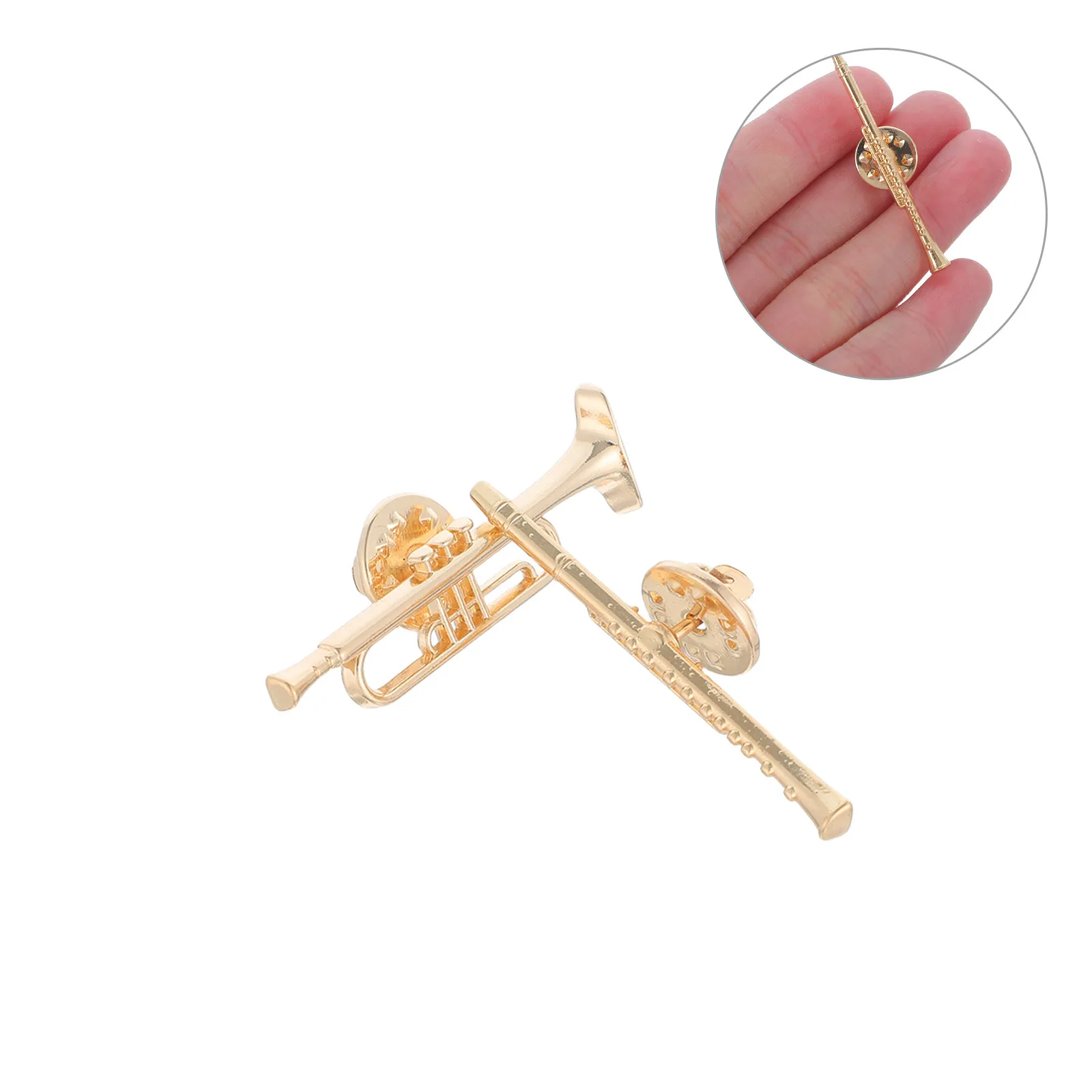 4Pcs Alloy Musical Instrument Brooch Pins Trumpet Flute Music Lover Badge Lapel Pin Brooch Gift for Band Player Concert
