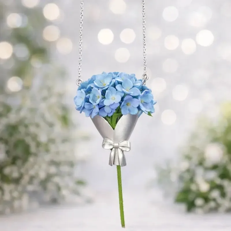 Elegant Wearable Flower Bouquet Clip Pendant Necklace for Women Trendy Romantic Gift For Mom Choker Party Jewelry Gifts