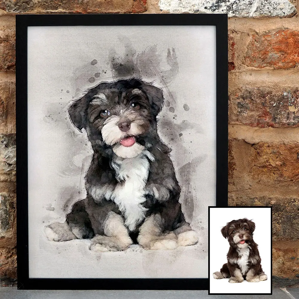 Watercolor Custom Pet Portrait Personalized Poster Hand Drawn Canvas Painting Dog Art Print Wall Pictures Living Room Decor