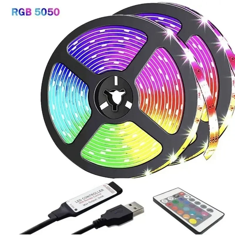 

Led Strip Lights Rgb 5050 Color Changing Lights App Control Color 5v 1m-30m Adhesive Led Tv Backlight Lamps For Room Decoration