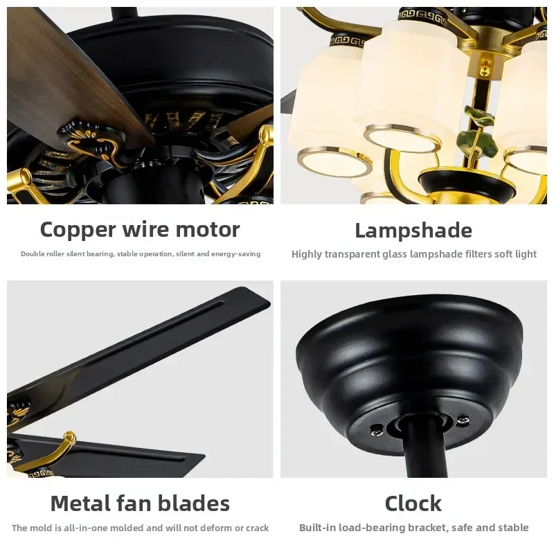 New Chinese silent fan light, Chinese style living room tea house