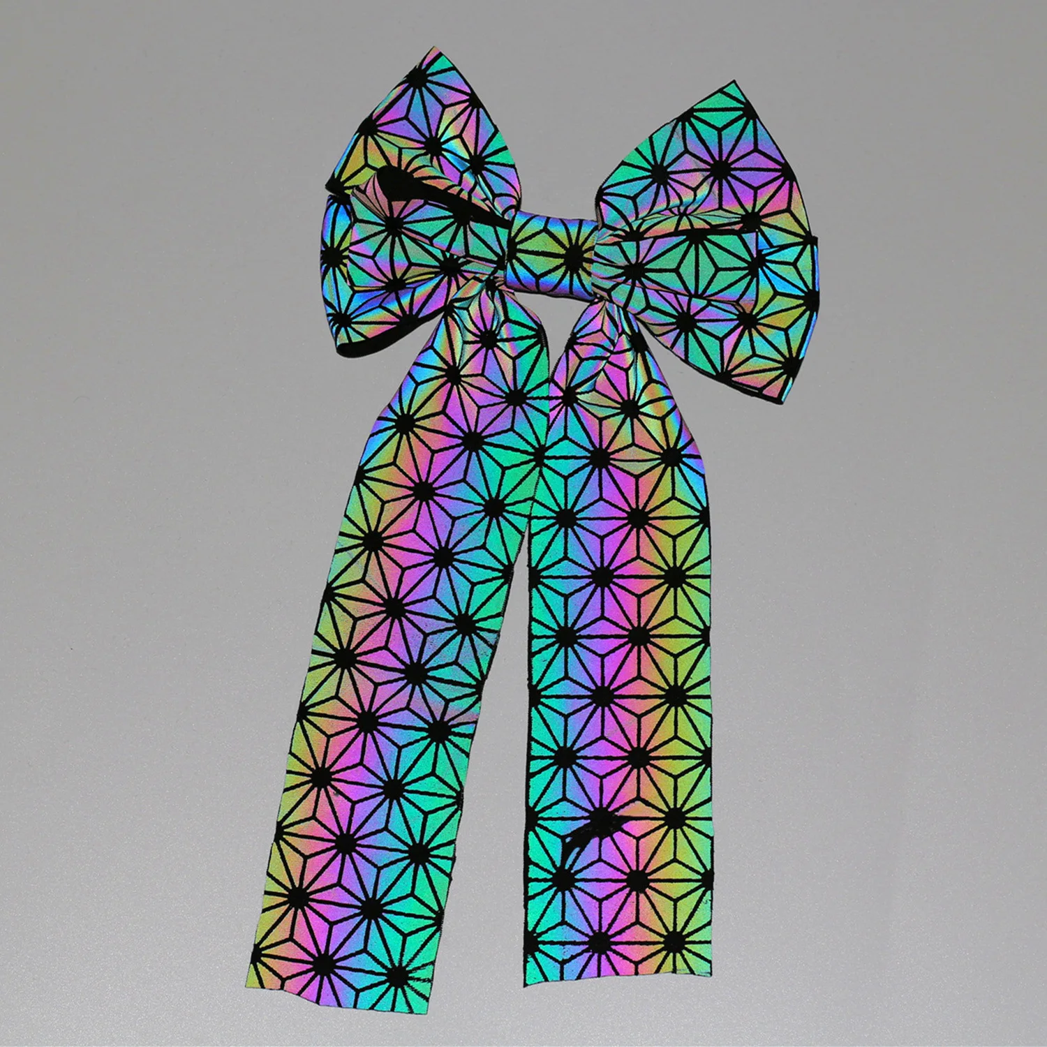 Jepit Rambut Pita Besar Reflektif Aksesoris Rambut Warna-warni Bros Jepit Rambut Wanita Pengikat Rambut Ikat Panjang Hadiah Pesta Laris Manis