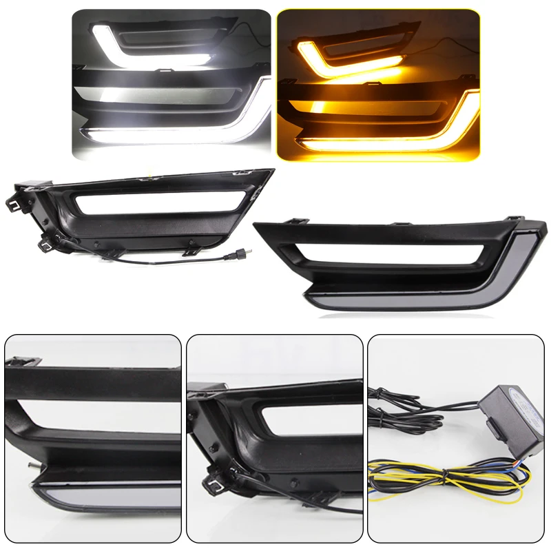 اكسسوارات السيارات لهوندا CRV CR-V 2017 2018 2019 المصد الأمامي 12 فولت LED النهار تشغيل ضوء LED مصباح تجديد أضواء الضباب 2 قطعة