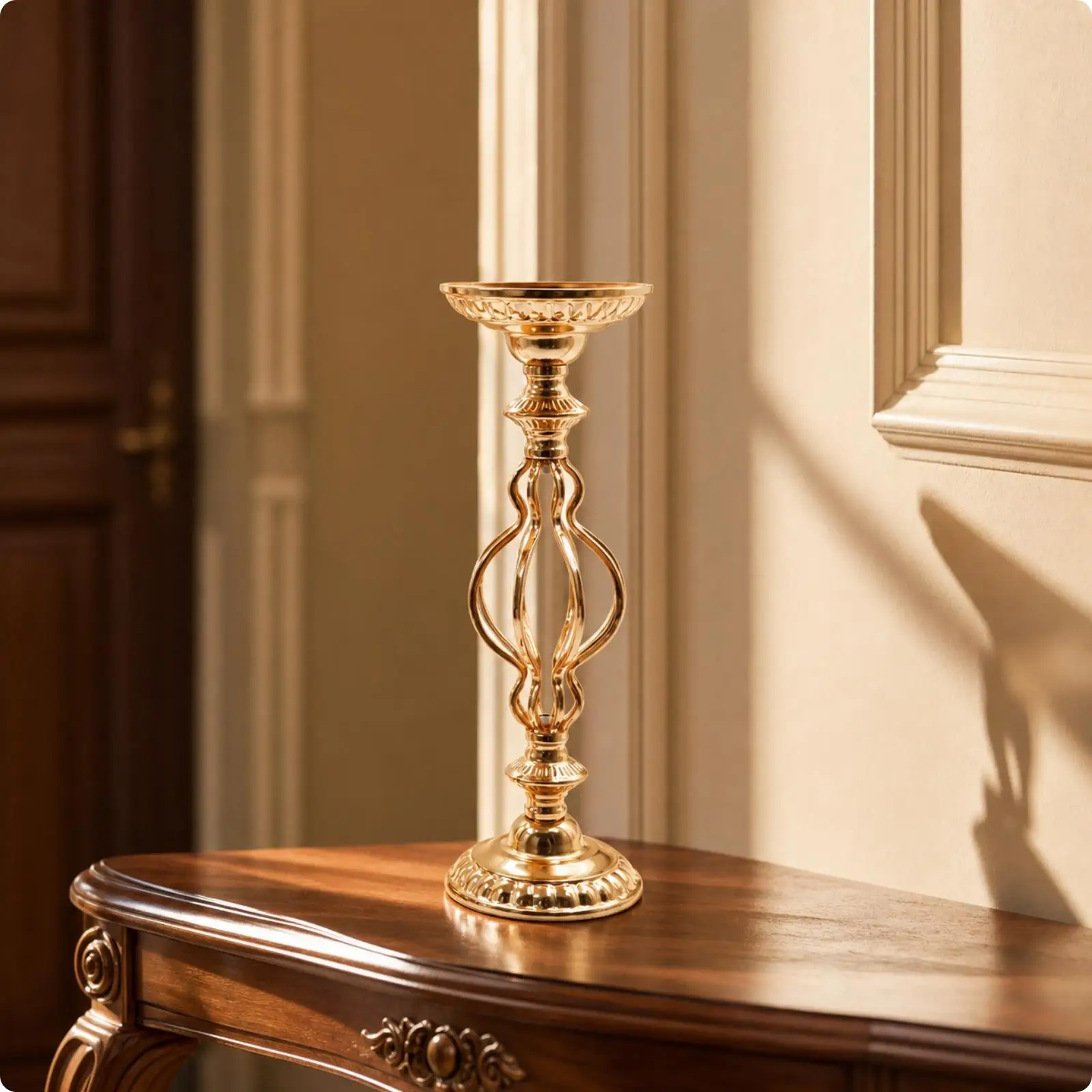 Luxurious Electroplated Gold Iron Flowerpot Stand Vintage Pedestal Holder for Home Cafe Wedding Party Decor