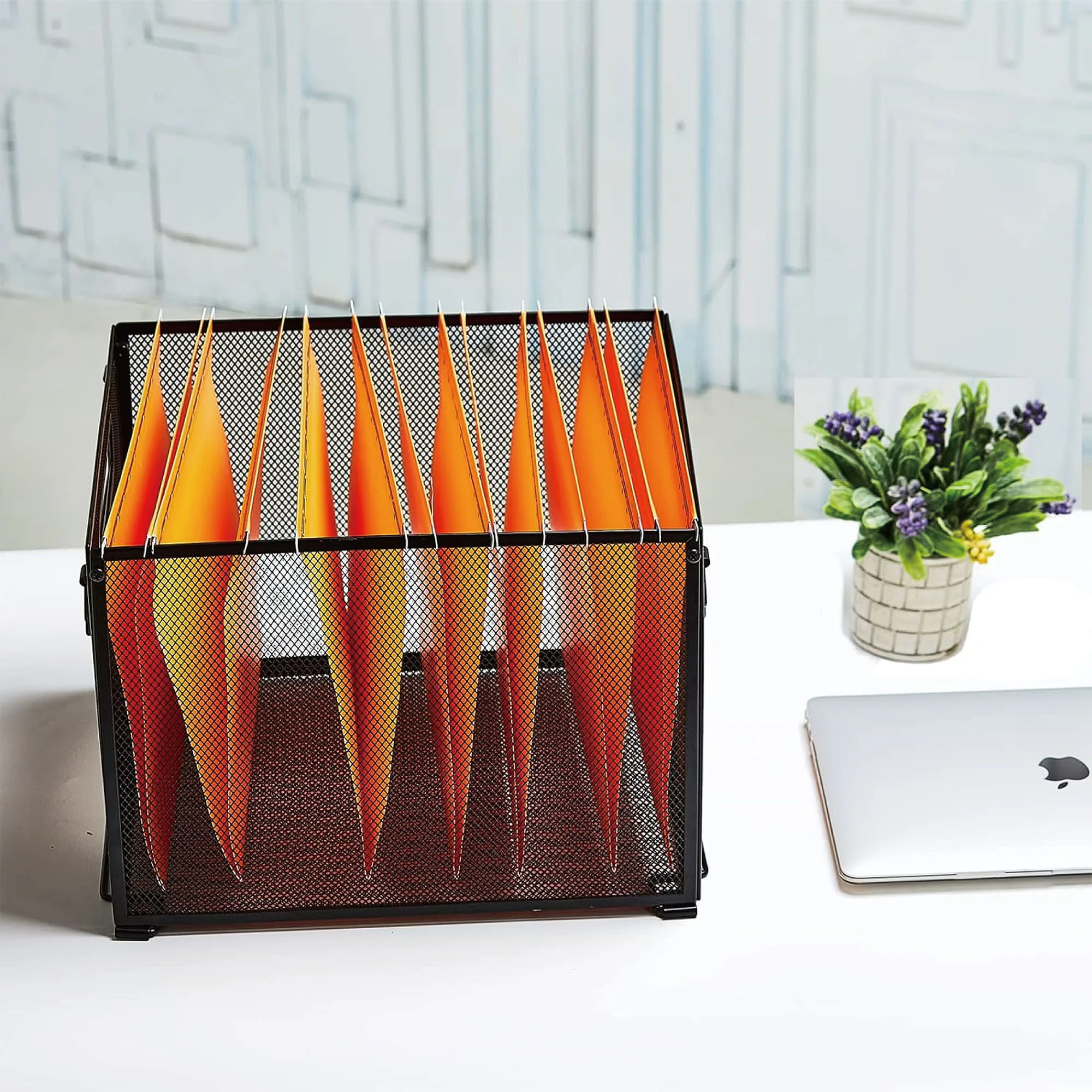 Large Hanging File Organizer, Mesh Letter Size File Holder Organizer Box Filing Crate for Office School Organization