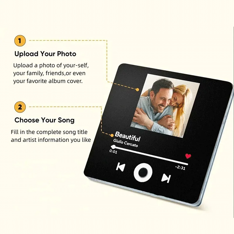Personalisierter Musik-Kühlschrankmagnet, individuelles Album, Kühlschrankmagnet mit integriertem Musik-Player, lustiger Kühlschrankmagnet für Liebhaber, Mutter
