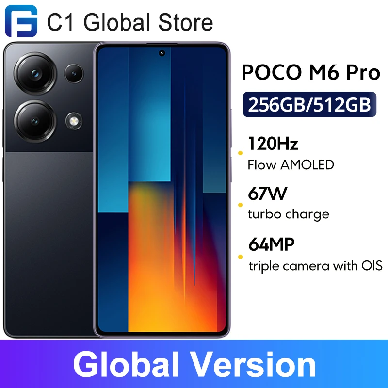 Global Version POCO M6 Pro Helio G99 Ultra 64MP Triple Camera with OIS 67W turbo charging 120Hz Flow AMOLED DotDisplay