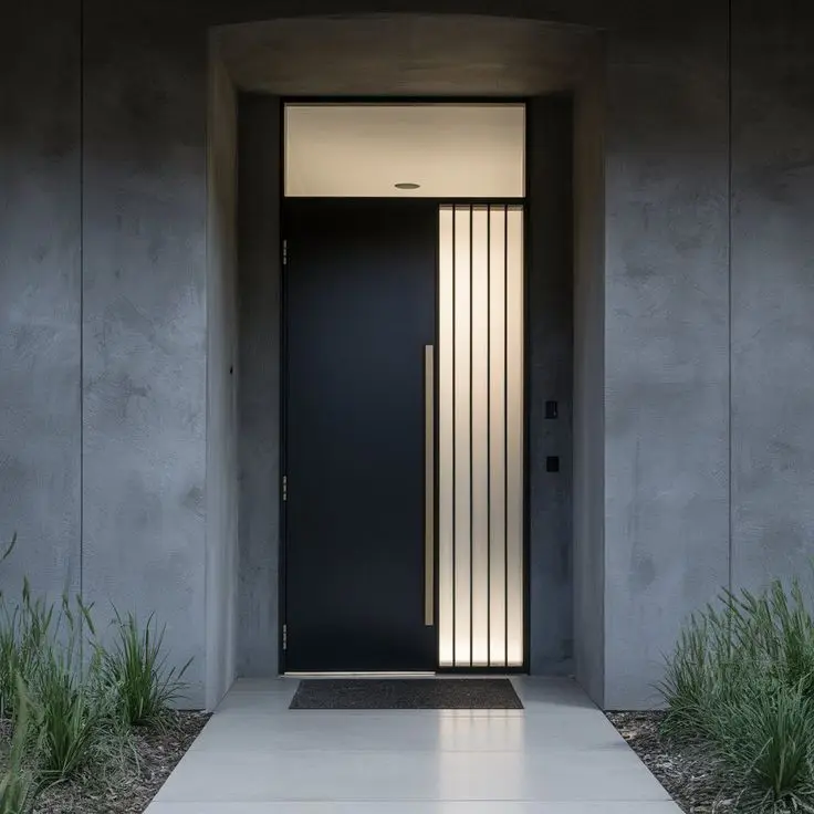 Outdoor Heavy-duty Entrance Door with Aluminum Frame Stable Structure Weatherproof Sound Insulation Exterior Door for House
