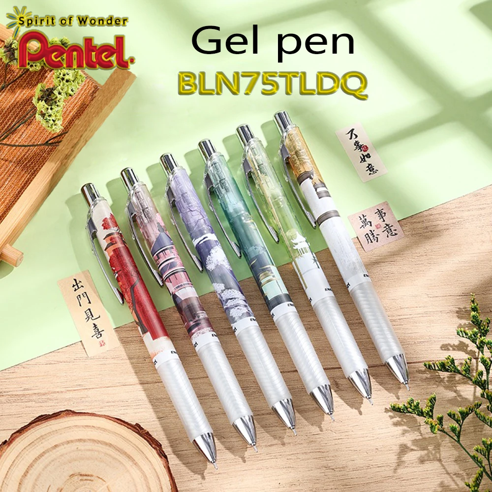 

1pen 3refills New Japan Pentel Limited Gel Pens BLN75TLDQ Half Needle Tube Rollerball Pen 0.5mm Back To School Kawaii Stationery