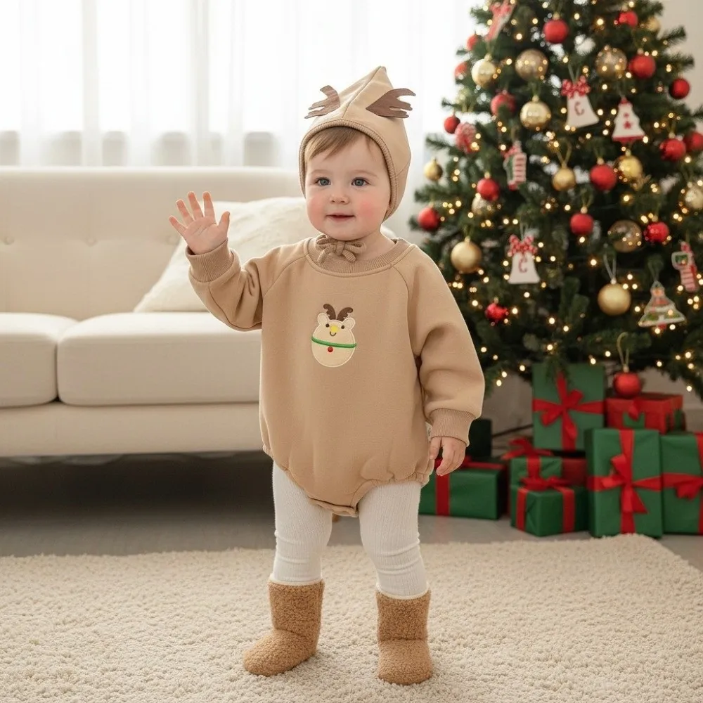 High Quality Thickened Rompers Warm with Hat Toddler Sweatshirt Costumes Clothes Christmas Party