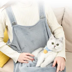 Comfortable Apron For Holding Cats Soft Kitten Bib Kangaroo Pocket Pet Clothes Sleeping Pussy Hugging Suit Litter Dog Supplies