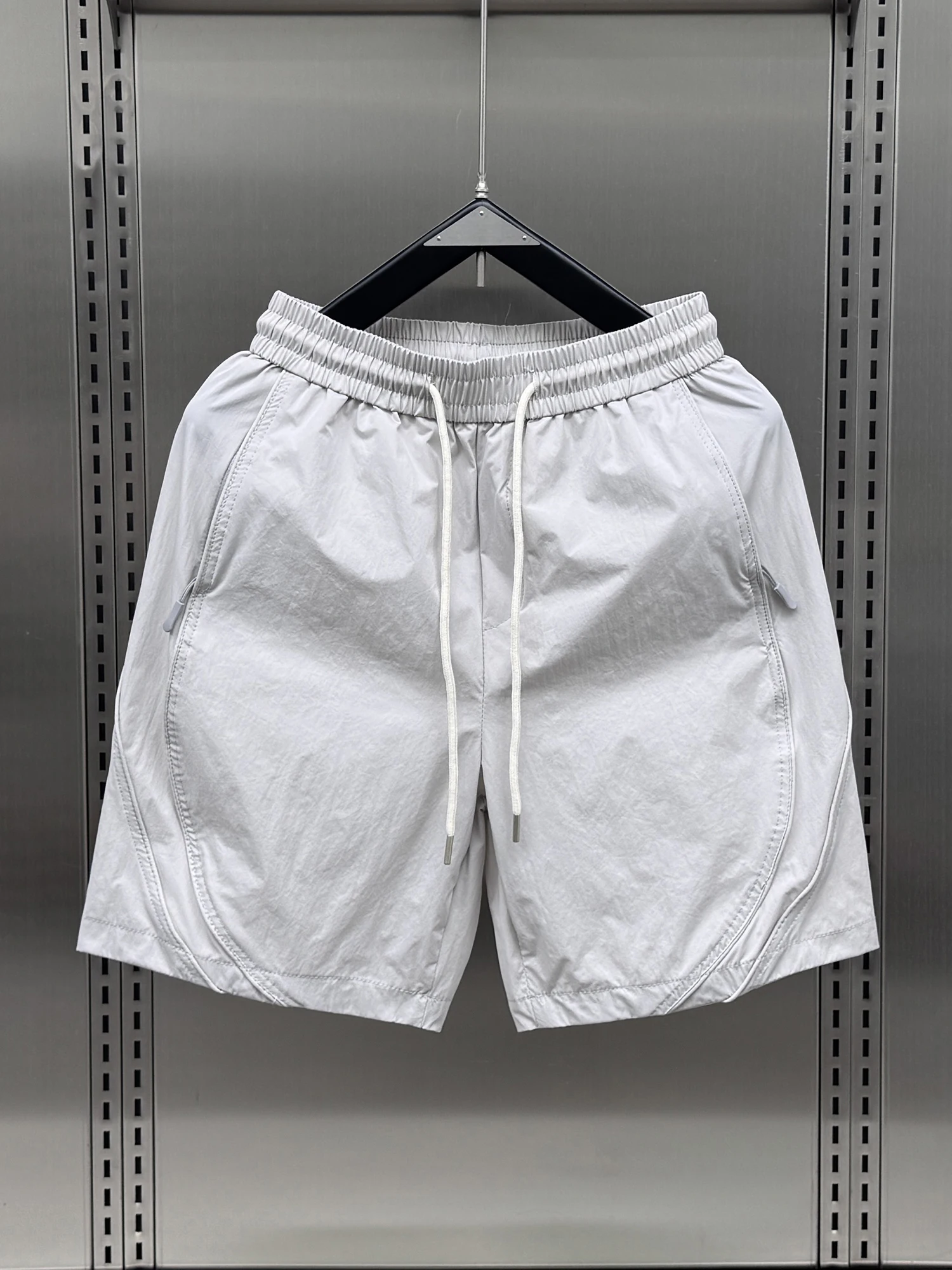 

Trendy Splice Zipper ket orts Men's Lightweight Qui Dry 5-Point Sports Pants Summer Casual Loose Fit Elastic Waist