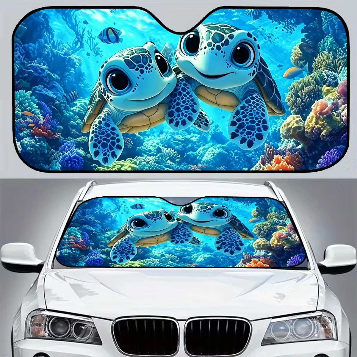 1-piece cute turtle cartoon character Ideal for outdoor picnics and daily commuting Can be used as a sunshield for car windows