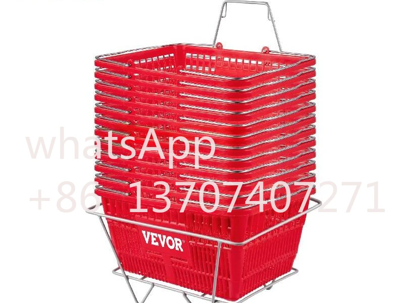 12PCS Shopping Basket Red/Black 21L Capacity with Iron Handle 16.9