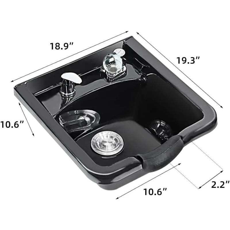 Shampoo Bowl for Salons, Black ABS Plastic Shampoo Sink for Home, Easy to Clean and Install Salon Shampoo Bowls for Hair Stylist