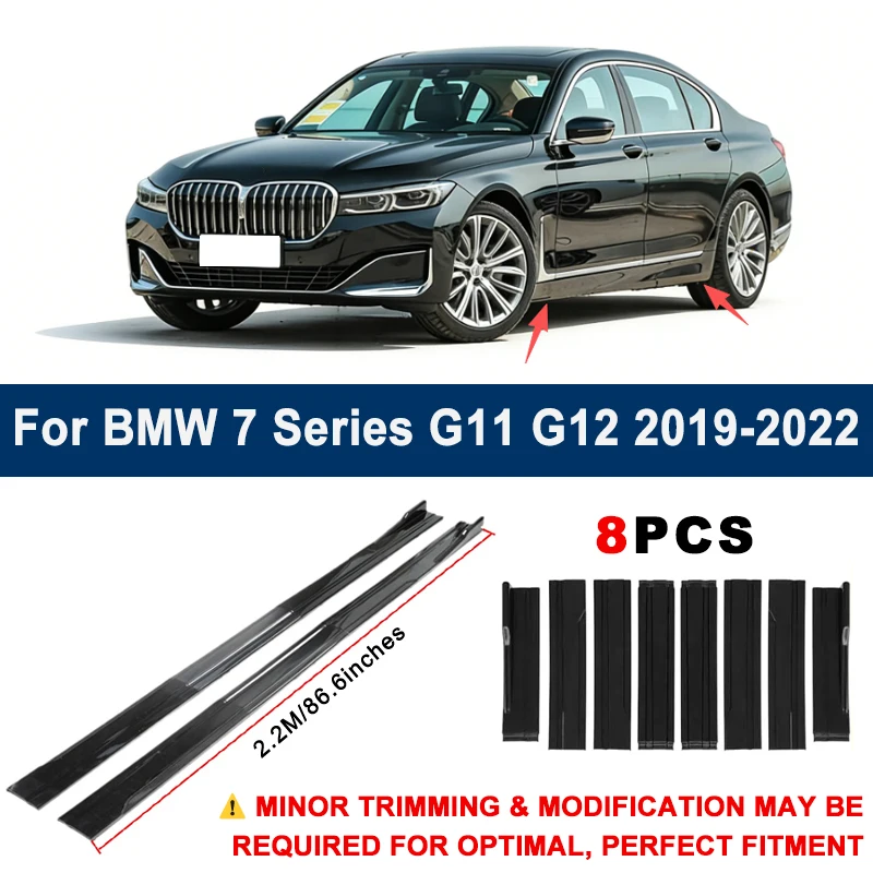 Aerodynamic 2.2m Sectional Side Skirt Extension Lips Racing Side Spoiler For BMW 7 Series G11 G12 2019-2022 Sport Upgrade Kit