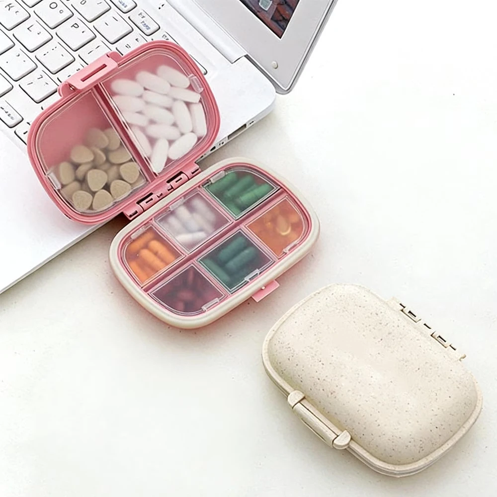 [Pastillero Portátil] Pastillero Portátil Sellado en Color Beige y Rosa—Se Adapta Fácilmente a tu Bolsillo, Bolso y Cartera, Es Imprescindible para el Medicamento Diario, un Artículo Imprescindible para Viajes de Negoc