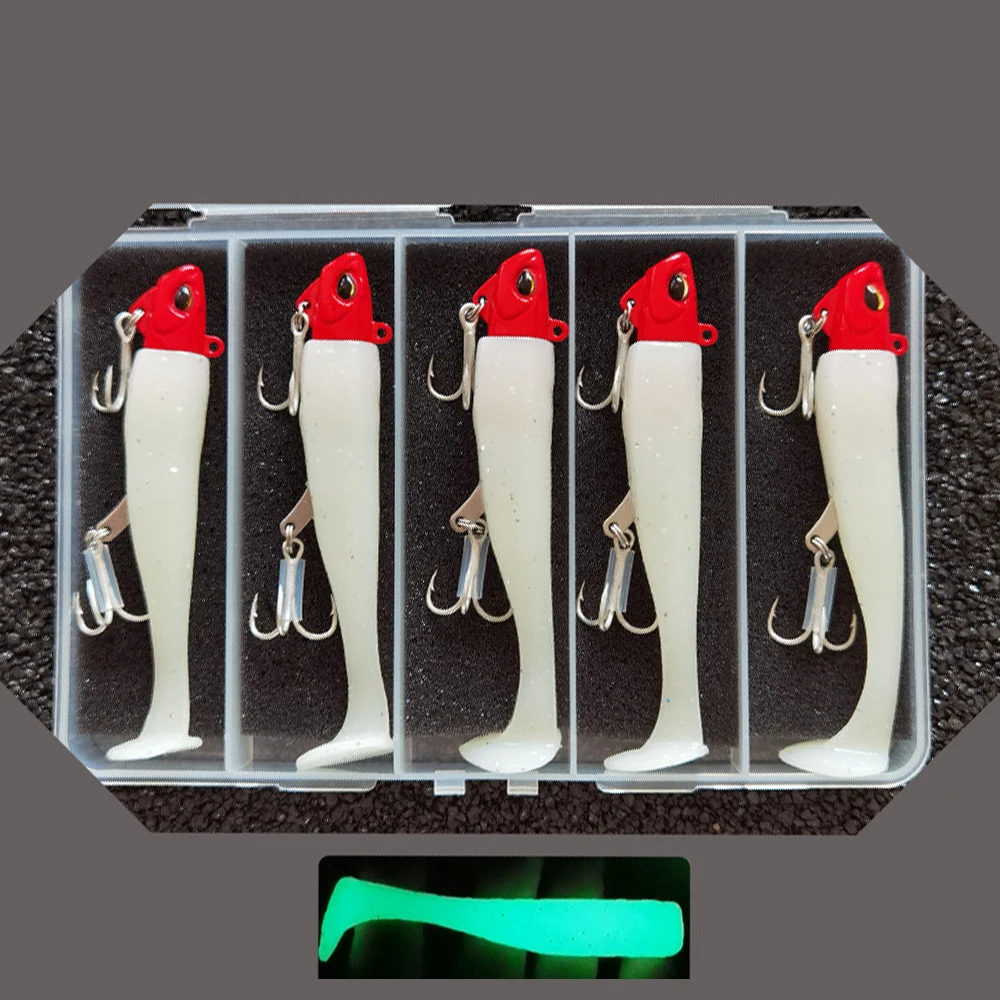 5 stücke 24g/10,3 cm Silikon Weiche Köder Set Köder für Angeln Locken Meer Wurm Bass Swimbait Lumious/Glow Angeln Zubehör – Detail 8