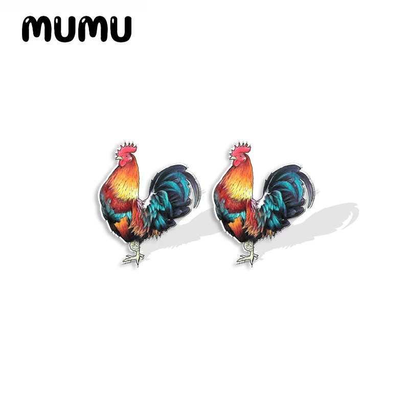 2022 New Rooster Chicken Acrylic Stud Earring Funny Animal Earrings Resin Epoxy Jewelry Gifts Friend